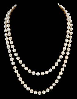Long Strand Pearl Necklace 