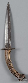 Stag handled knife, 19th c., blade - 6 3/4''.