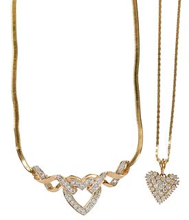 Two 14kt. Diamond Necklaces 
