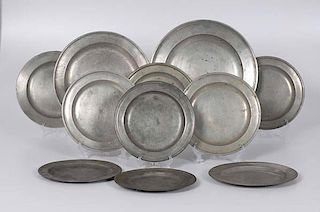 Group of English Pewter Plates 