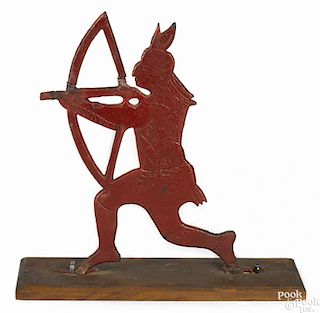 Painted cast iron Indian shooting gallery target, ca. 1920, on a stand, 14 1/4'' h., 15'' w.