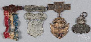 Civil War reunion badges, to include a badge from the 7th West Virginia Association Spottswood