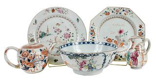 Five Pieces Enameled Chinese Export Porcelain