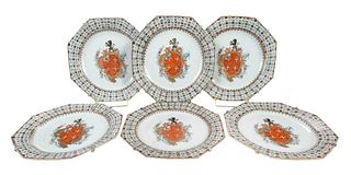 Six Chinese Export Armorial Plates, Arms of Chase