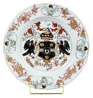 Rare Chinese Export Armorial Plate, Arms of Pitt
