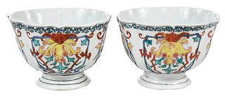 Pair of Chinese Export Lobed Porcelain Tea Bowls