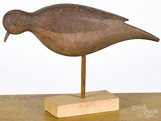 Carved and painted dove decoy, early 20th c., signed E Tilly, Dove #7, 9 1/2'' l.