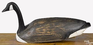 Large carved and painted Canada goose decoy, 20th c., 41'' l.