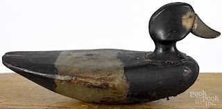 Carved and painted bluebill duck decoy, early 20th c., 12 1/2'' l.