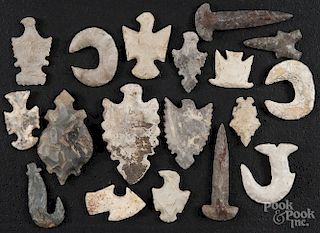 Native American fantasy points and stones, largest - 3'' l.