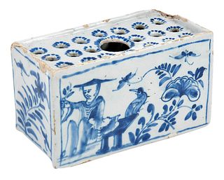 Delftware Blue and White Flower Brick
