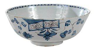 English Delftware Polychrome Punch Bowl