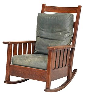 American Arts and Crafts Oak Rocking Chair