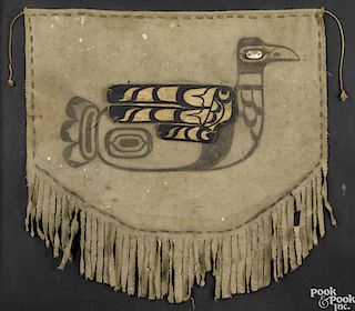 Northwest Coast Tlingit dance apron, 26 1/2'' x 27''. Provenance: DeHoogh Gallery, Philadelphia.