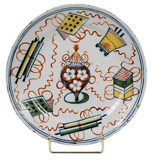 Dutch Delft Polychrome Pancake Plate
