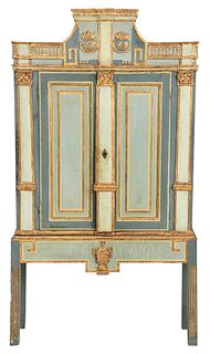 Baltic Neoclassical Painted Parcel Gilt Cabinet