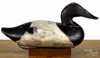 R. Madison Mitchell, carved and painted canvasback duck decoy, signed and dated 1948, 15 1/2'' l.