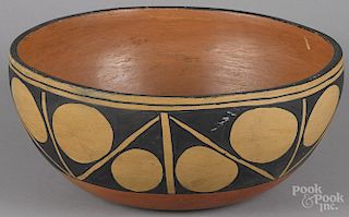 Santo Domingo, Pueblo, New Mexico Native American Indian bowl, 20th c., 6'' h., 14'' dia.