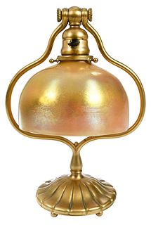 Tiffany Favrile Glass and Gilt Bronze Desk Lamp