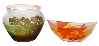 Two Galle Cameo Art Glass Vases