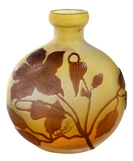 Galle Cameo Clematis Art Glass Vase
