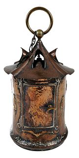 Molded Copper Arts and Crafts Hanging Lantern