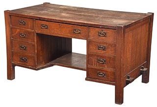 Early Gustav Stickley Arts and Crafts Oak Desk