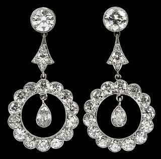 Antique Platinum Diamond Earrings 