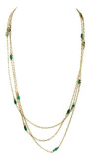 14kt. Emerald and Diamond Necklace 