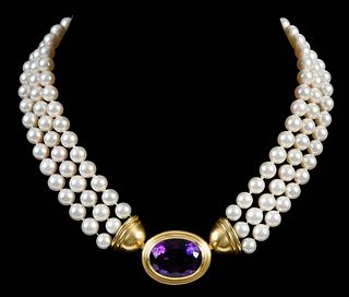 18kt. Pearl and Amethyst Necklace