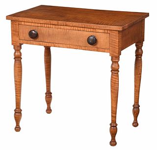 American Sheraton Tiger Maple One Drawer Table