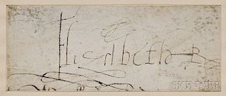 Elizabeth I, Queen of England (1533-1603) Clipped Signature.