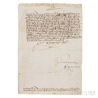 Ferdinand V, King of Spain (1452-1516) Document Signed, January 1515.