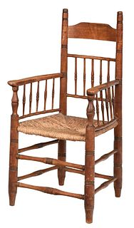 Early Virginia Turned and Rush Seat Armchair