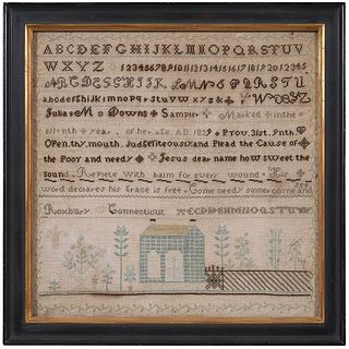 1829 Roxbury Connecticut House and Verse Sampler