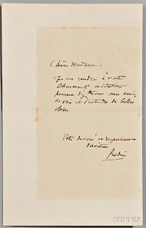 Rodin, Auguste (1840-1917) Autograph Note Signed, undated.