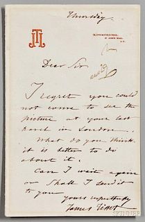 Tissot, James (1836-1902) Autograph Letter Signed, undated.