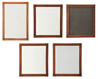 Five Federal Tiger Maple Framed Mirrors
