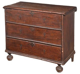 American William & Mary Lift Top Chest over Drawer
