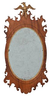 Chippendale Carved, Inlaid, Parcel Gilt Mirror