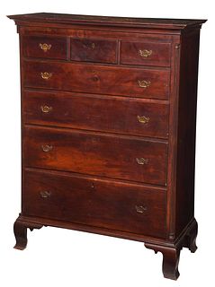 American Chippendale Figured Walnut Tall Chest