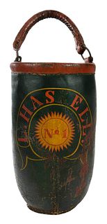 American Paint Decorated Leather Fire Bucket