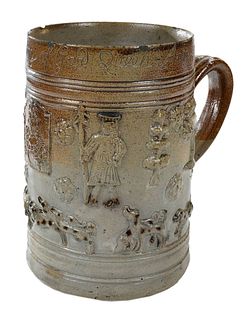 A Large English Salt Glazed Stoneware Mug
