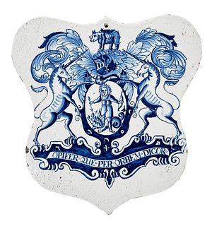 London Delft Blue and White Shield Shaped Pill Tile