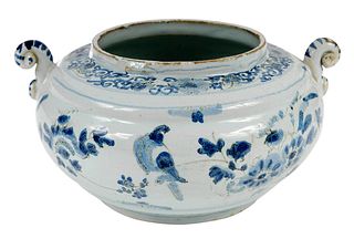 London Delftware Blue and White Two Handled Jar