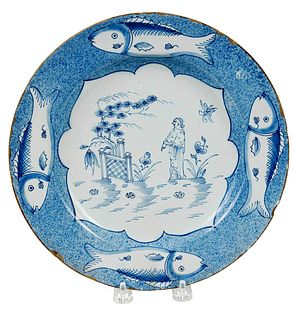 London Delftware Powdered Blue 'Fish' Plate
