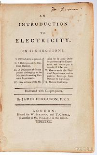 Ferguson, James (1710-1776) An Introduction to Electricity.