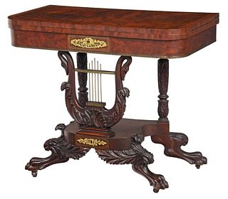 Fine American Classical Lyre Form Games Table