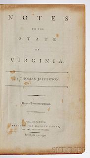 Jefferson, Thomas (1743-1826) Notes on the State of Virginia.