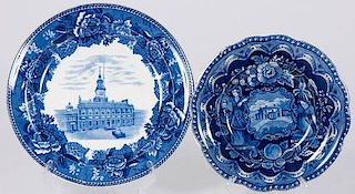Blue Transferware Plates of Historical Interest 